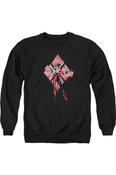 Gildan Batman Harley Quinn (diamonds) Adult Crewneck Sweatshirt In Black