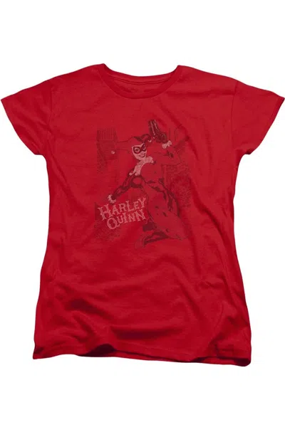Gildan Batman Harleys Packing Short Sleeve Womens Tee / T-shirt In Red