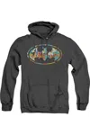 Gildan Batman Hawaiian Bat Adult Heather Hoodie / Hooded Sweatshirt In Black