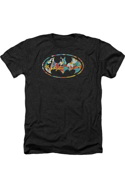 Gildan Batman Hawaiian Bat Adult Heather Tee / T-shirt In Black