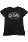 Gildan Batman Hawaiian Bat Short Sleeve Womens Tee / T-shirt In Black