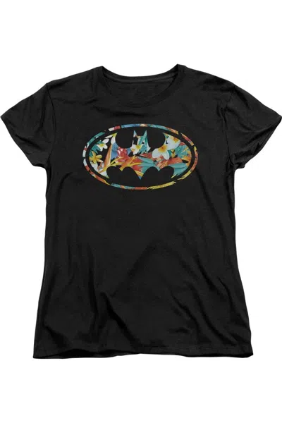 Gildan Batman Hawaiian Bat Short Sleeve Womens Tee / T-shirt In Black