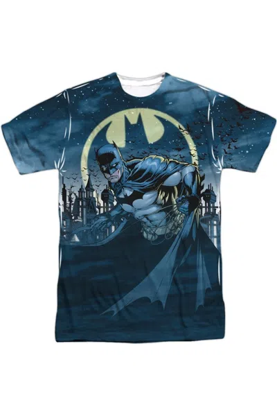 Gildan Batman Heed The Call Short Sleeve Adult 100% Poly Crew Tee / T-shirt In Blue