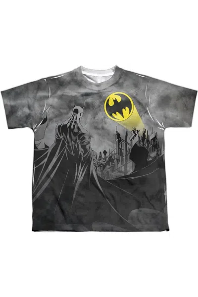 Gildan Kids' Batman Heed The Call Short Sleeve Youth Poly Crew Tee / T-shirt In Gray