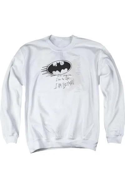 Gildan Batman I Am Vengeance Adult Crewneck Sweatshirt In White
