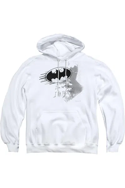 Gildan Batman I Am Vengeance Adult Pull Over Hoodie / Hooded Sweatshirt In White