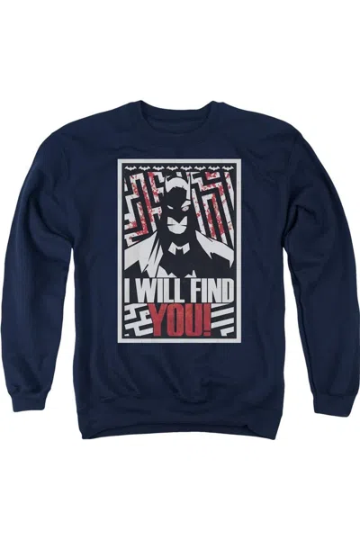 Gildan Batman I Will Fnd You Adult Crewneck Sweatshirt In Blue