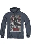 Gildan Batman I Will Fnd You Adult Heather Hoodie / Hooded Sweatshirt In Blue