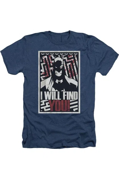 Gildan Batman I Will Fnd You Adult Heather Tee / T-shirt In Blue