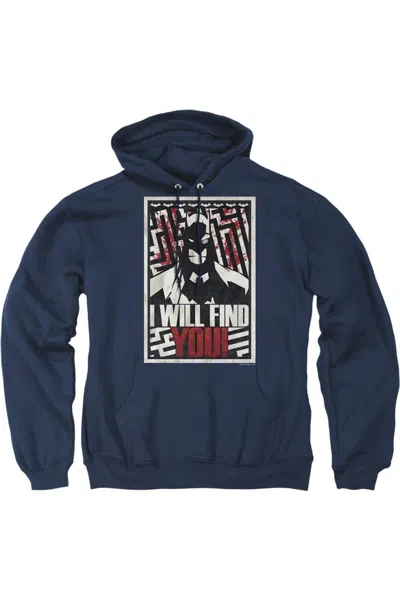 Gildan Batman I Will Fnd You Adult Pull Over Hoodie / Hooded Sweatshirt In Blue