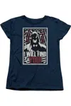 Gildan Batman I Will Fnd You Short Sleeve Womens Tee / T-shirt In Blue