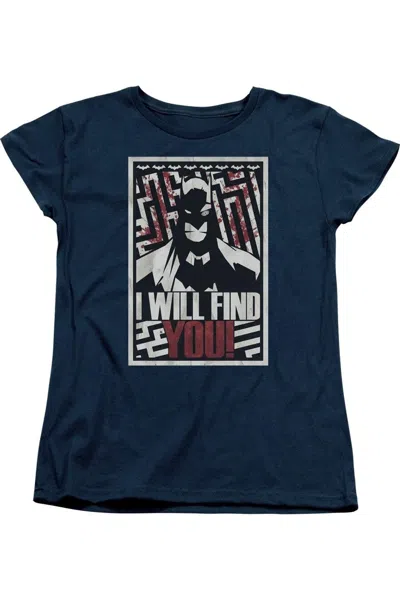 Gildan Batman I Will Fnd You Short Sleeve Womens Tee / T-shirt In Blue