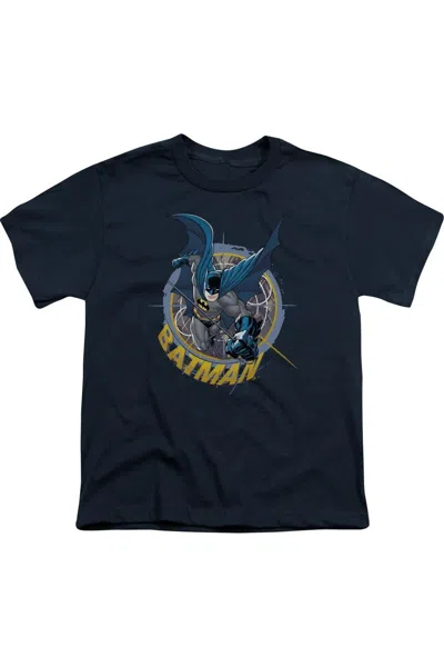 Gildan Kids' Batman In The Crosshairs Short Sleeve Youth Tee / T-shirt In Blue