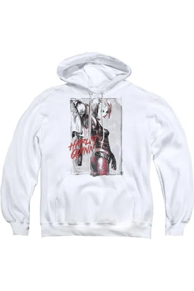 Gildan Batman Ink Wash Harley Adult Pull Over Hoodie / Hooded Sweatshirt In White