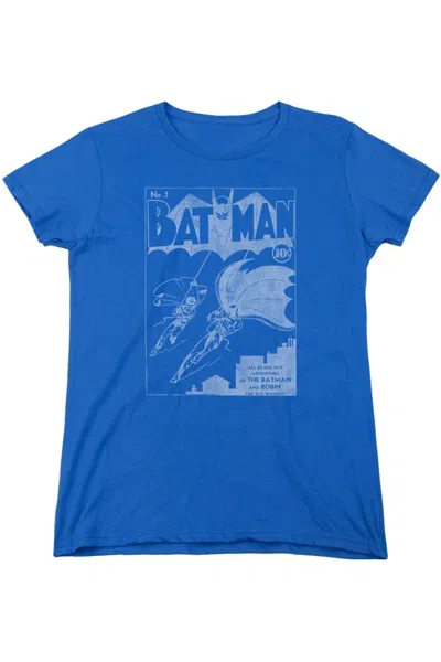 Gildan Batman Issue 1 Cover Short Sleeve Womens Tee / T-shirt In Blue