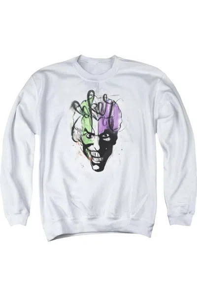 Gildan Batman Joker Airbrush Adult Crewneck Sweatshirt In White