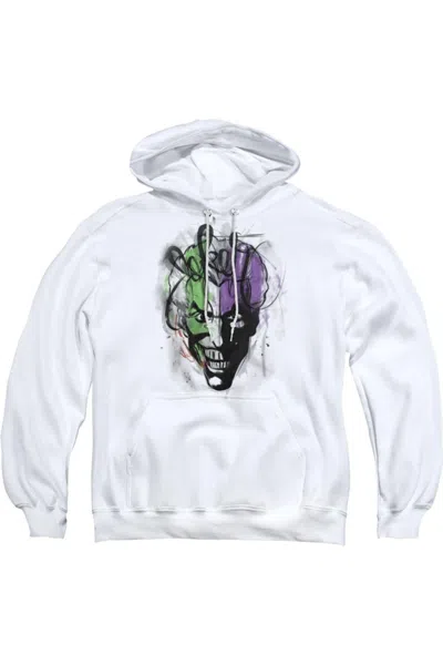 Gildan Batman Joker Airbrush Adult Pull Over Hoodie / Hooded Sweatshirt In White