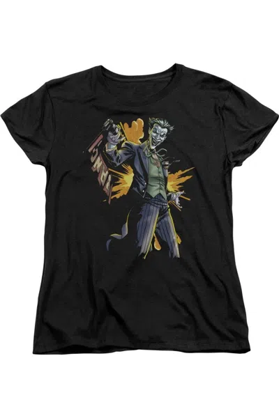 Gildan Batman Joker Bang Short Sleeve Womens Tee / T-shirt In Black