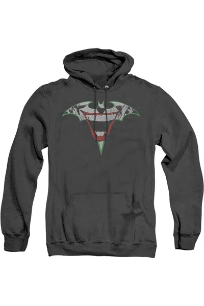 Gildan Batman Joker Bat Logo Adult Heather Hoodie / Hooded Sweatshirt In Black