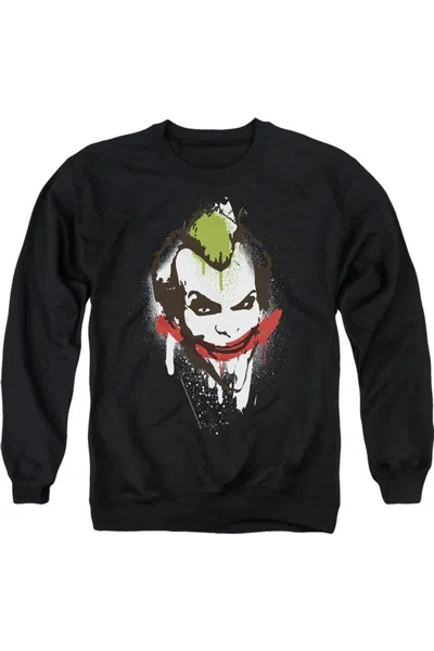 Gildan Batman Joker Big Face Adult Crewneck Sweatshirt In Black