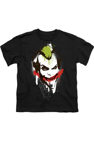 Gildan Kids' Batman Joker Big Face Short Sleeve Youth Tee / T-shirt In Black