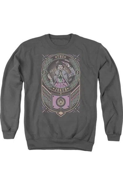 Gildan Batman Joker Checkered Sign Adult Crewneck Sweatshirt In Pink