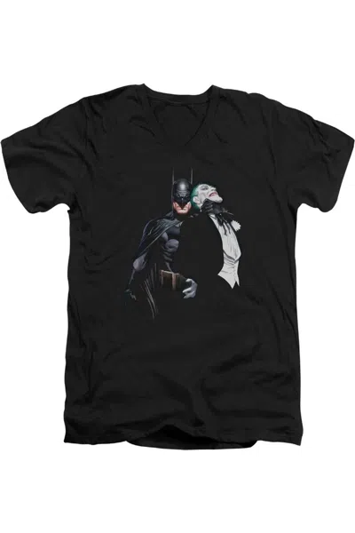 Gildan Batman Joker Choke Short Sleeve Adult V Neck Premium Cotton Tee / T-shirt In Black