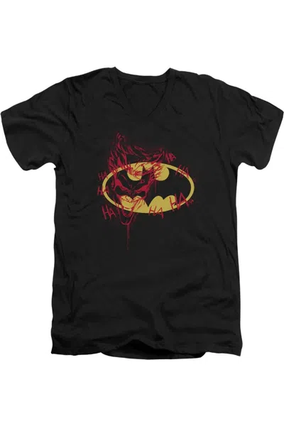 Gildan Batman Joker Graffiti Short Sleeve Adult V Neck Tee / T-shirt In Black