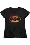 Gildan Superman Space Burst Shield Short Sleeve Womens Tee / T-shirt In Black