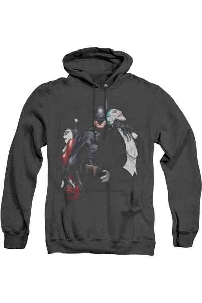 Gildan Batman Joker Harley Choke Adult Heather Hoodie / Hooded Sweatshirt In Black