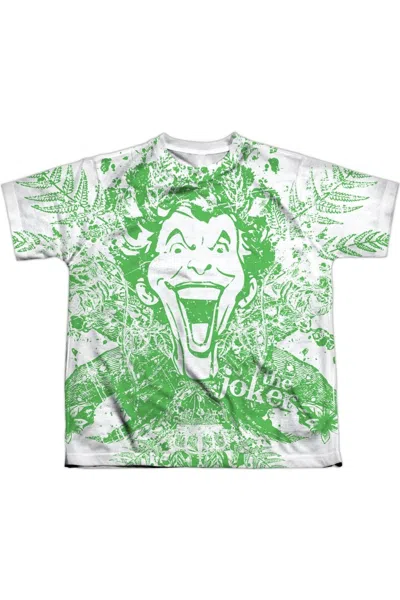 Gildan Kids' Batman Joker In The Wild Short Sleeve Youth Poly Crew Tee / T-shirt In Green