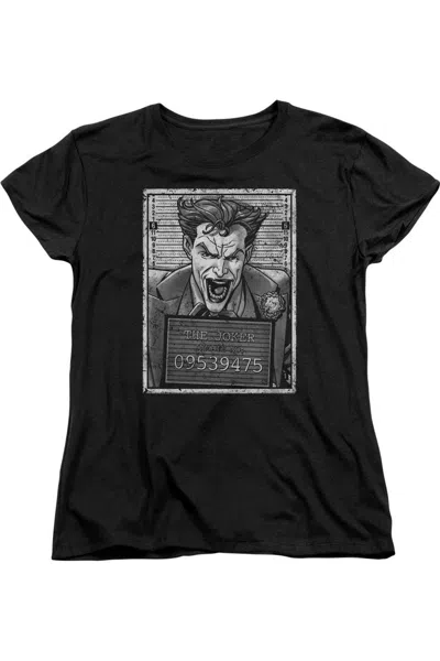 Gildan Batman Joker Inmate Short Sleeve Womens Tee / T-shirt In Black