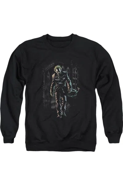 Gildan Batman Joker Leaves Arkham Adult Crewneck Sweatshirt In Black