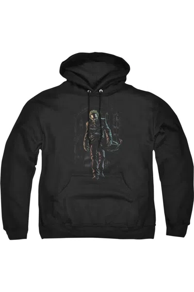 Gildan Batman Joker Leaves Arkham Adult Pull Over Hoodie / Hooded Sweatshirt In Black