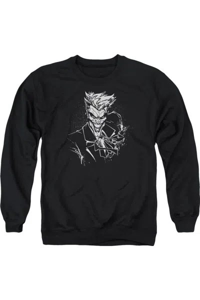 Gildan Batman Joker's Splatter Smile Adult Crewneck Sweatshirt In Black