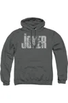 Gildan Batman Joker Text On Gray Adult Pull Over Hoodie / Hooded Sweatshirt In Pink