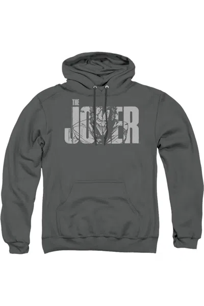 Gildan Batman Joker Text On Gray Adult Pull Over Hoodie / Hooded Sweatshirt In Pink