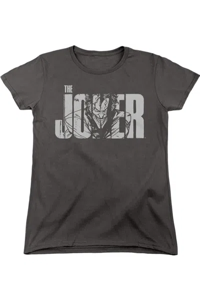 Gildan Batman Joker Text On Gray Short Sleeve Women´s Tee / T-shirt In Pink