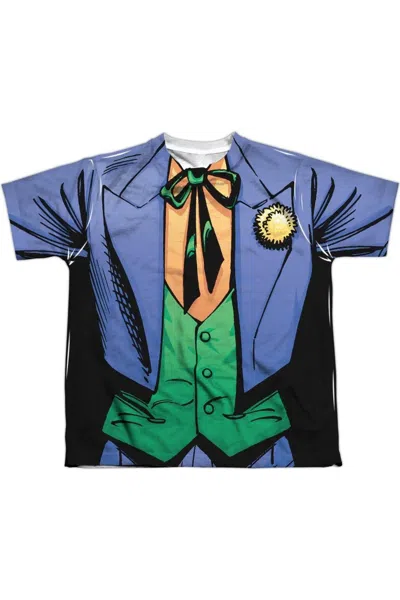 Gildan Kids' Batman Joker Uniform Short Sleeve Youth Poly Crew Tee / T-shirt In Blue