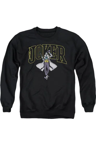 Gildan Batman Joker Varsity On Black Adult Crewneck Sweatshirt
