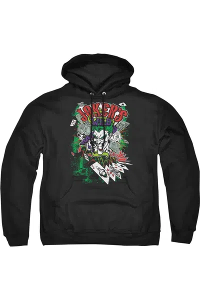 Gildan Batman Jokers Wild Adult Pull Over Hoodie / Hooded Sweatshirt In Black