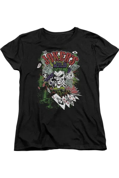 Gildan Batman Jokers Wild Short Sleeve Womens Tee / T-shirt In Black
