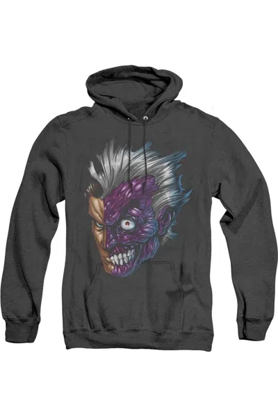 Gildan Batman Just Face Adult Heather Hoodie / Hooded Sweatshirt In Black