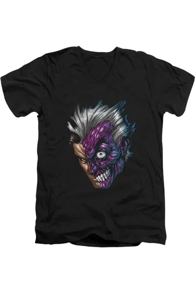 Gildan Batman Just Face Short Sleeve Adult V Neck Tee / T-shirt In Black