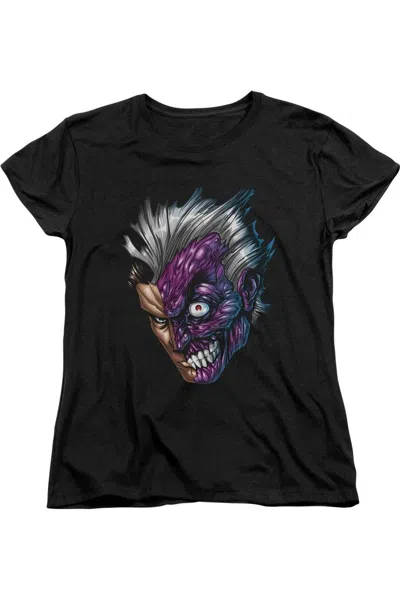 Gildan Batman Just Face Short Sleeve Womens Tee / T-shirt In Black
