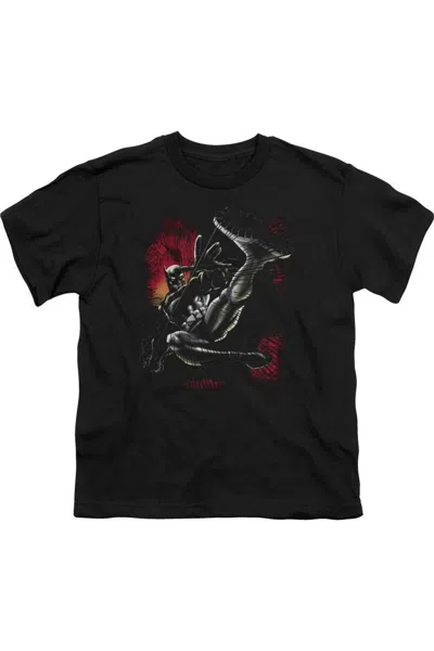 Gildan Kids' Batman Kick Swing Short Sleeve Youth Tee / T-shirt In Black