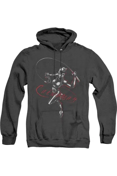 Gildan Batman Kitten With A Whip Adult Heather Hoodie / Hooded Sweatshirt In Black
