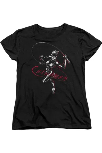 Gildan Batman Kitten With A Whip Short Sleeve Womens Tee / T-shirt In Black