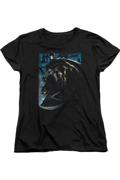 Gildan Batman Knight Falls In Gotham Short Sleeve Womens Tee / T-shirt In Black