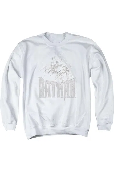 Gildan Batman Knight Sketch Adult Crewneck Sweatshirt In White